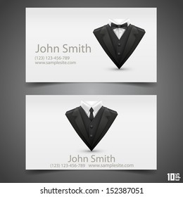 Vector triangle jacket and tie and a bow tie. business card