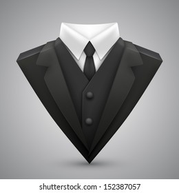 Vector triangle jacket and tie, Suit 3d object, Vector illustration