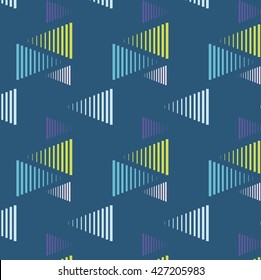 Vector triangle lines background colorful pattern cover bright navy print. Stylish fashion trendy illustration with geometric repetition figures