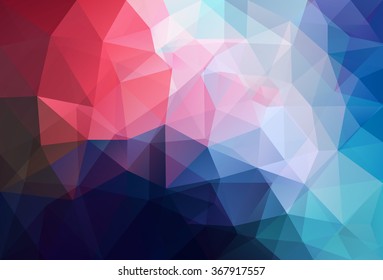 Vector triangle mosaic background with transparencies in blue and red