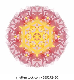 Vector triangle pattern background. Kaleidoscope mandala. Modern banner design template, vector illustration. 
