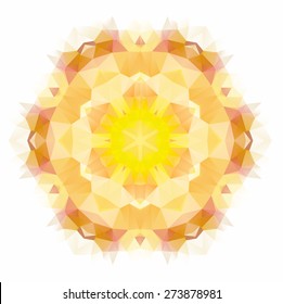 Vector triangle pattern background. Kaleidoscope flower mandala. Modern banner design template, vector illustration.
