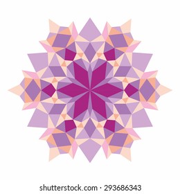Vector triangle pattern background. Kaleidoscope flower mandala. Modern banner design template, vector illustration. Vector colorful mosaic
