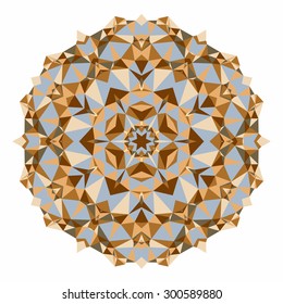 Vector triangle pattern background. Kaleidoscope flower mandala. Modern banner design template, vector illustration. Vector colorful mosaic