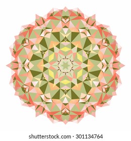 Vector triangle pattern background. Kaleidoscope flower mandala. Modern banner design template, vector illustration. Vector colorful mosaic