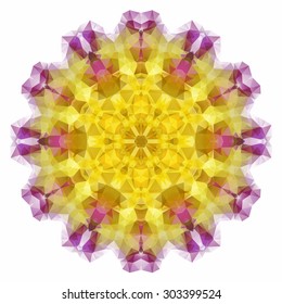 Vector triangle pattern background. Kaleidoscope flower mandala. Modern banner design template, vector illustration.