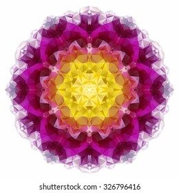 Vector triangle pattern background. Kaleidoscope flower mandala. Modern banner design template, vector illustration. Vector colorful mosaic