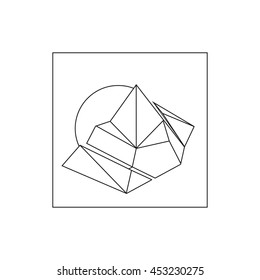 Vector triangle pyramid backdrop. Simple geometric shape outline isolated on white background. Minimal style design illustration.
