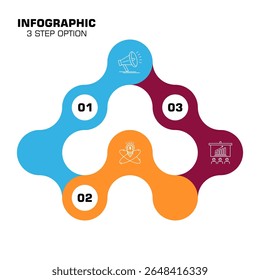 Vector triangle round element for infographic. Template for cycling diagram, graph, presentation. Business concept with 3 options, parts, steps or processes.