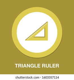 vector triangle ruler flat icon. school symbol isolated, drawing tool. measure instrument