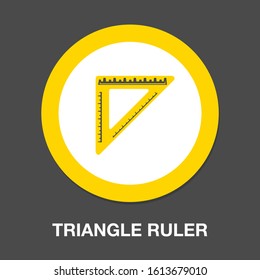 vector triangle ruler flat icon. school symbol isolated, drawing tool. measure instrument