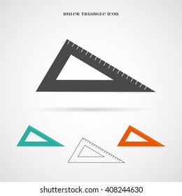 Vector Triangle Ruler Icon. Element for your geometry, architecture, student, education and other your projects, web and application icon over white.