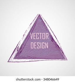 Vector Triangle Shape with inscription . Triangular Stamps . Brush Stroke . Icon, Logo, Banner Design . Colorful Distressed Texture