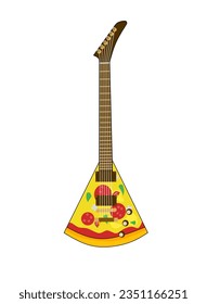 Vector triangle shaped guitar with pizza image