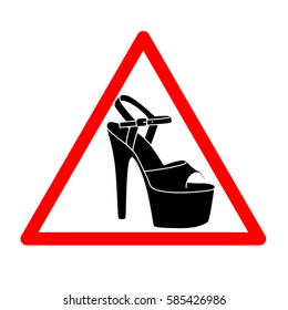 vector triangle with shoes inside. Heels icon