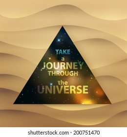 Vector triangle with space and stars on sand background illustration