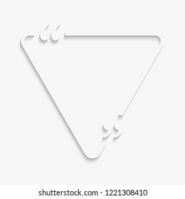 Vector Triangle Speech Bubble Quote Blank Template. Empty Quote Template. Business Card Template, Information, Text. Bracket. Sending, Direct Speech. Quotes. Speech Road Sign Qoute Background.