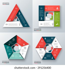 Vector triangle, square, pentagon and hexagon for infographic. Template for cycle diagram, graph, presentation and round chart. Business concept with 3, 4, 5, 6 options, parts, steps or processes. 