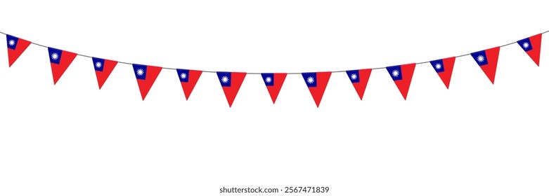 Vector triangle Taiwan celebration bunting flags on white background.