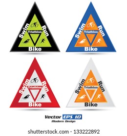 Vector triangle triathlon symbol set