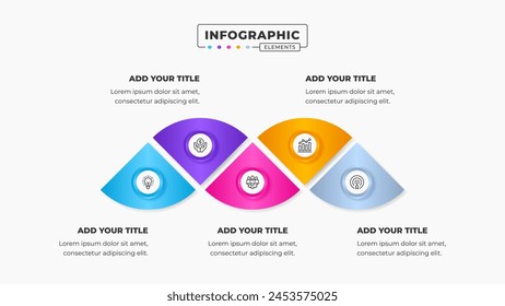 Vector triangle venn diagram infographic presentation design template with 5 steps