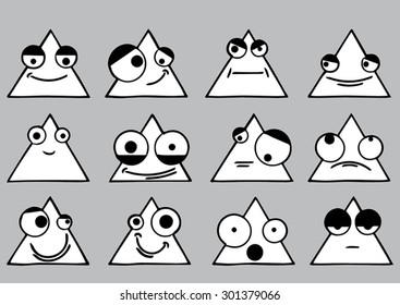 Vector triangle white emoticons.