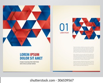 Vector Triangles Brochure, Flyer Template. Modern Blue And Red Corporate Design.