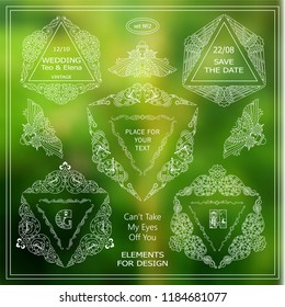 Vector triangles frame, template for logo, monogram, invitation in steampunk style