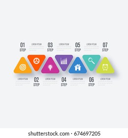 Vector triangles for infographic. Template for diagram, graph, presentation and chart. Business concept with 6 options, parts, steps or processes