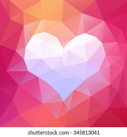 Vector triangles polygonal heart valentines day