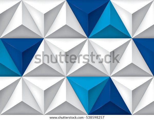 Vector triangles retro background, blue color inserts, mesh gradient, geometric wallpaper