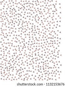 Vector Triangles Scattered Confetti. Speckled graphic backdrop. Vector illustration for modern abstract design. Explosion burst bang confetti. White Background. Brochure poster template.