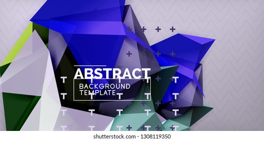 Vetor triangular 3d formas geométricas fundo, design de pôster moderno. Triângulos de cores e linhas design abstrato
