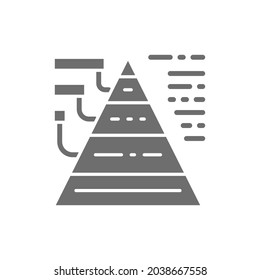 Vector triangular diagram with explanations grey icon.