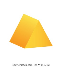 Vector triangular prism with gradients and shadow for game, icon, package design, logo, mobile, ui, web, education. 3D triangular prism on a white background. Geometric figures for your design.