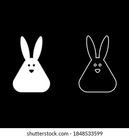 Vector triangular rabbit icon, color white flat style