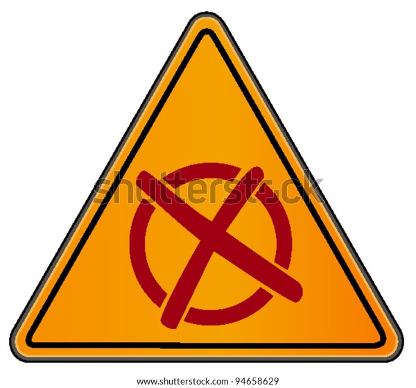 vector\
triangular road sign with mark on the ballot\
cross