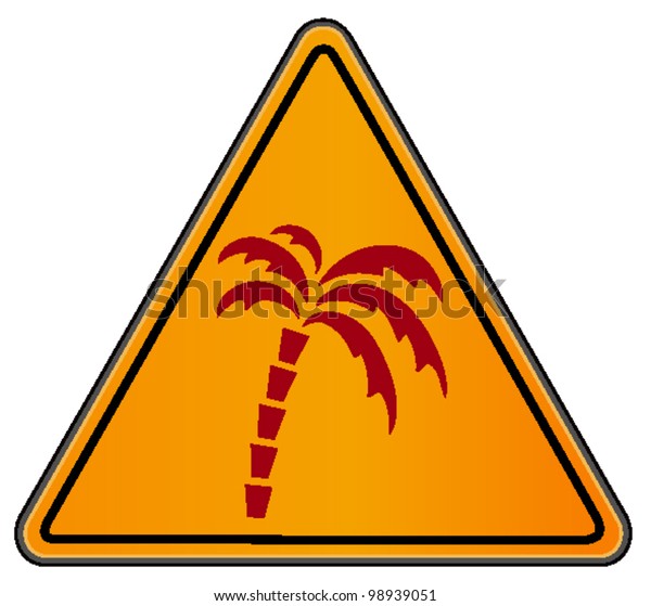 vector triangular road\
sign with palm