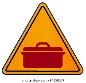vector triangular road sign with pan for food