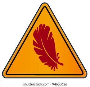 vector triangular road sign with quill pen