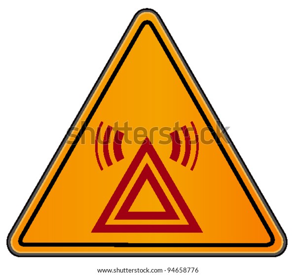 vector\
triangular road sign with radio signal\
(wi-fi)