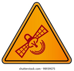 vector triangular road sign with satellite
