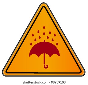 Vector Triangular Road Sign Umbrella Rain Stock Vector (Royalty Free ...