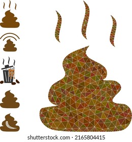 La imagen del icono de mierda de aroma triangulado vectorial se combina con triángulos rellenos aleatoriamente. Ilustración vectorial de símbolos poligonales de aroma triangulada. Símbolo de malla geométrica plana basado en un icono de mierda de aroma.