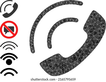 Vector triangulated phone sound icon illustration is designed of randomized filled triangle parts. Triangulated phone sound polygonal 2d vector illustration.
