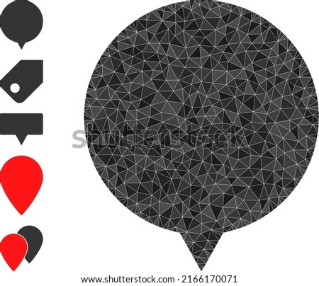 Vector triangulated tag icon illustration is designed with randomized filled triangle parts. Triangle tag polygonal symbol vector illustration. Flat geometric polygonal symbol based on tag icon.