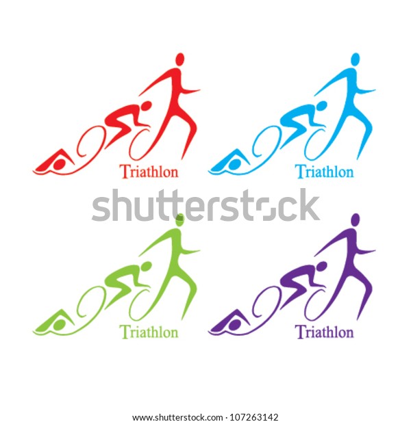 Vector Triathlon Symbol Set Stock Vector (Royalty Free) 107263142
