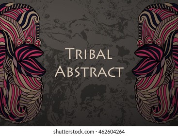 Vector Tribal Abstract background. Banner with text.