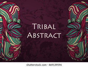Vector Tribal Abstract background. Banner with text.
