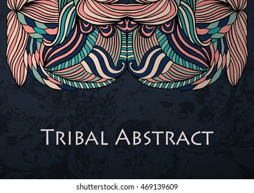 Vector Tribal Abstract background. Banner with text.